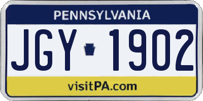 PA license plate JGY1902
