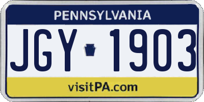 PA license plate JGY1903