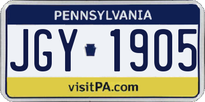 PA license plate JGY1905