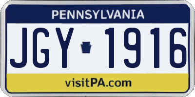 PA license plate JGY1916