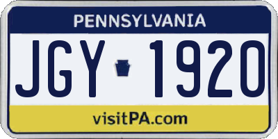 PA license plate JGY1920