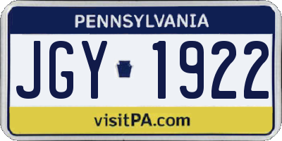 PA license plate JGY1922