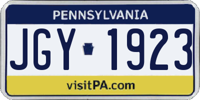 PA license plate JGY1923