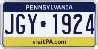 PA license plate JGY1924