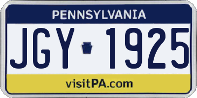 PA license plate JGY1925