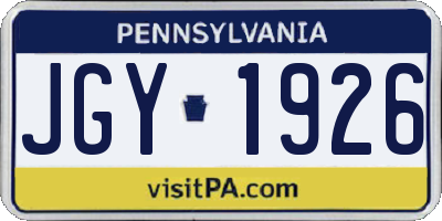 PA license plate JGY1926