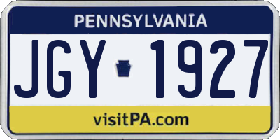 PA license plate JGY1927