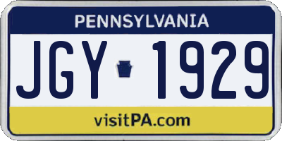 PA license plate JGY1929