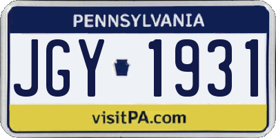 PA license plate JGY1931