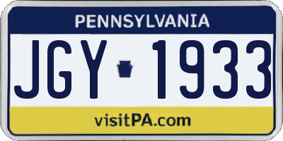 PA license plate JGY1933