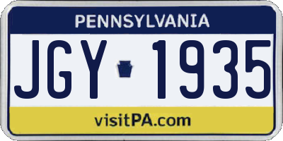 PA license plate JGY1935