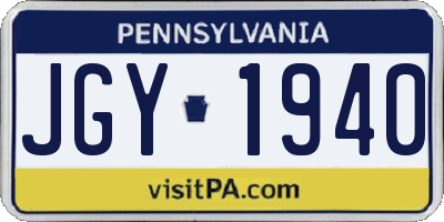 PA license plate JGY1940