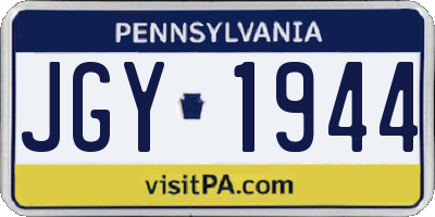 PA license plate JGY1944
