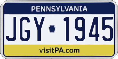 PA license plate JGY1945