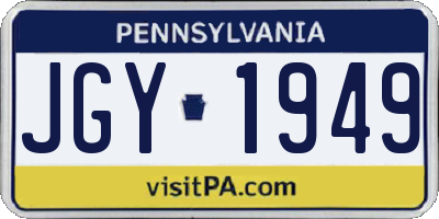 PA license plate JGY1949
