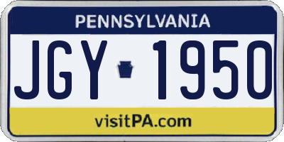 PA license plate JGY1950