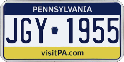 PA license plate JGY1955