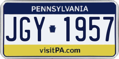 PA license plate JGY1957