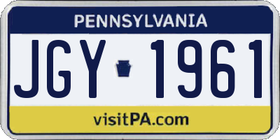 PA license plate JGY1961