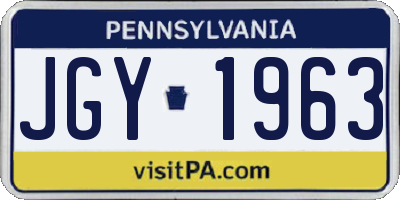 PA license plate JGY1963