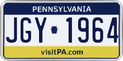PA license plate JGY1964