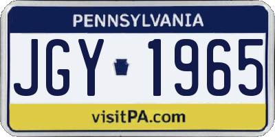 PA license plate JGY1965