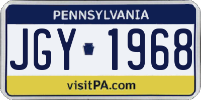 PA license plate JGY1968
