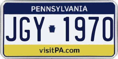 PA license plate JGY1970
