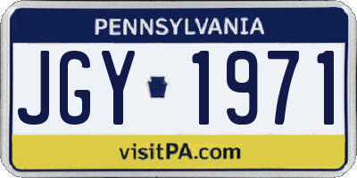 PA license plate JGY1971
