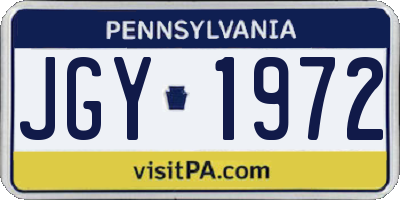 PA license plate JGY1972