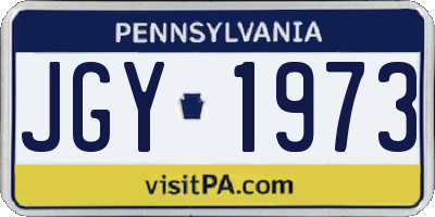 PA license plate JGY1973