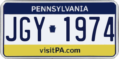 PA license plate JGY1974