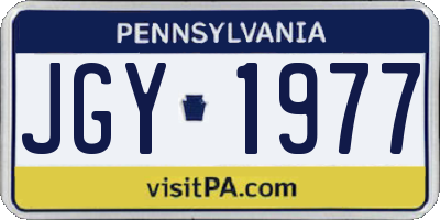 PA license plate JGY1977