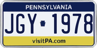 PA license plate JGY1978