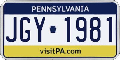 PA license plate JGY1981