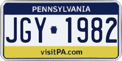 PA license plate JGY1982