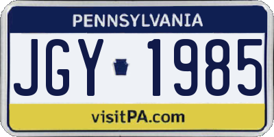 PA license plate JGY1985