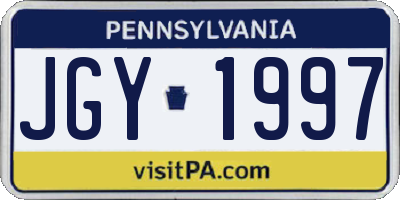 PA license plate JGY1997
