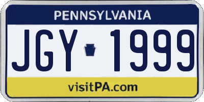 PA license plate JGY1999