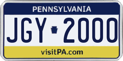 PA license plate JGY2000