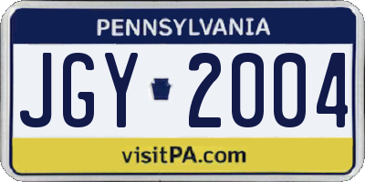 PA license plate JGY2004