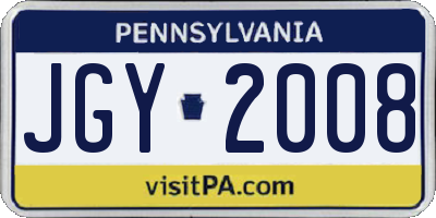 PA license plate JGY2008