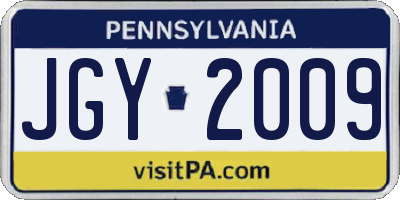 PA license plate JGY2009
