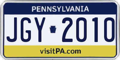PA license plate JGY2010