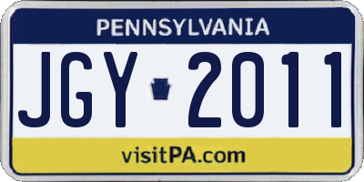 PA license plate JGY2011