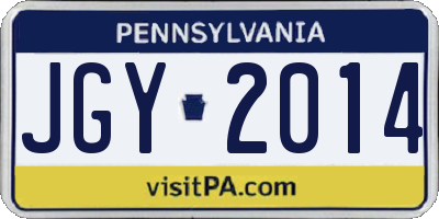 PA license plate JGY2014