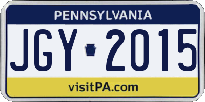 PA license plate JGY2015