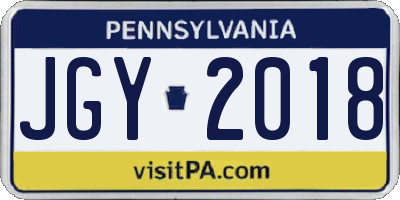 PA license plate JGY2018