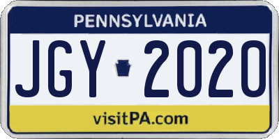 PA license plate JGY2020