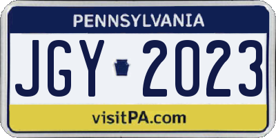 PA license plate JGY2023